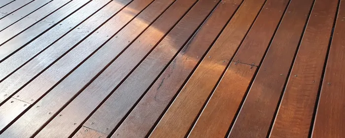 beautiful stained wood deck in Aubry